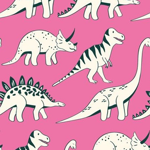 dinosaur parade - bright pink