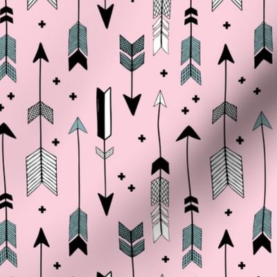 Indian summer and winter love Scandinavian style illustration arrows and geometric crosses gender neutral black and white girls autumn pink blue