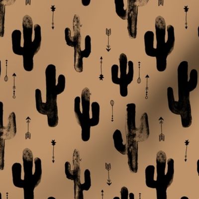 Watercolors ink cactus garden gender neutral geometric arrows cowboy theme autumn caramel beige brown