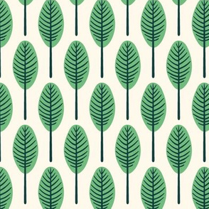 tropical leaves - green on cream background