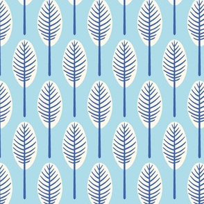 tropical leaves - light blue background