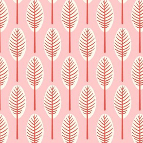 tropical leaves - blush background