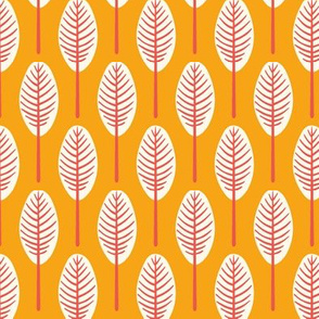 tropical leaves - orange background