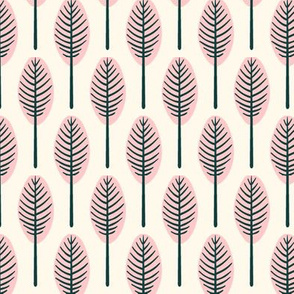 tropical leaves - blush on cream background