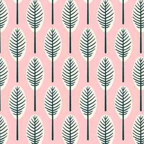 tropical leaves - cream on blush background