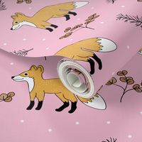 Little Fox forest love autumn and winter wonderland Christmas design girls pink honey