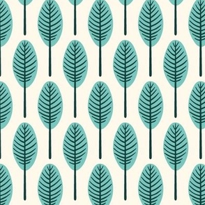 tropical leaves - teal on cream background