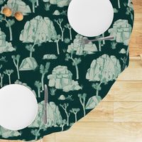 Joshua Tree Toile - Mint on Forest Green