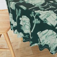 Joshua Tree Toile - Mint on Forest Green