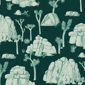 Joshua Tree Toile - Mint on Forest Green