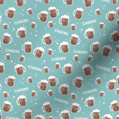 Cheers for beers party drinks traditional german Oktoberfest beer holiday illustration kawaii design blue stout