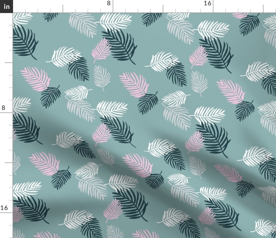 Sweet pastel palm leaf surf island summer vibes boho garden gray blue pink