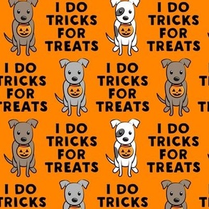 I do tricks for treats - halloween pit bulls - orange - LAD19