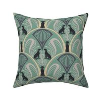 Art Nouveau Black Labrador Retrievers - Mint Green 