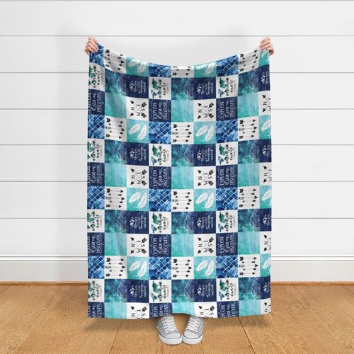 Adventure Awaits/Love you to the mountains - Wholecloth Cheater Quilt - Rotated