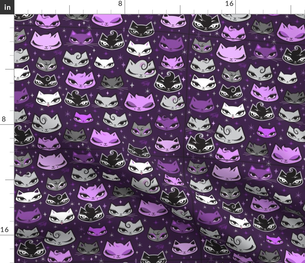 Medium-Billy Cats on Purple