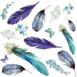 8" LILAC MERMAID / FEATHERS & FLORALS 90 degrees