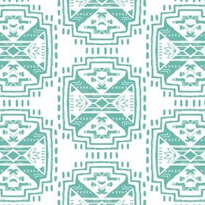 Boho X, Teal on White