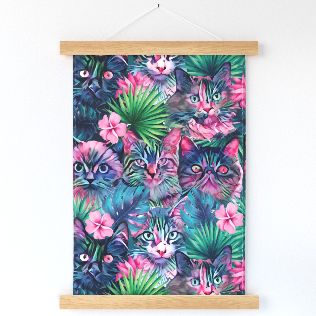 Large scale • Summer floral cats