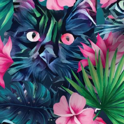 Large scale • Summer floral cats