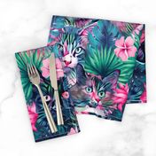 Large scale • Summer floral cats