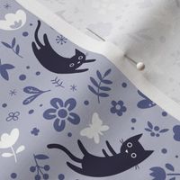 Cats frolicking in the garden - lavender - small scale