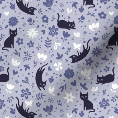 Cats frolicking in the garden - lavender - small scale