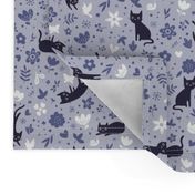 Cats frolicking in the garden - lavender - small scale