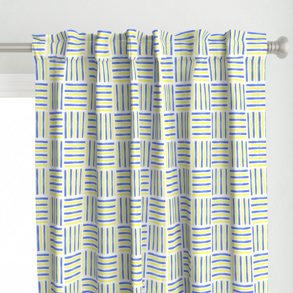  Bold watercolor stripes in striking yellow and blue complementary colors 