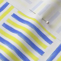  Bold watercolor stripes in striking yellow and blue complementary colors 