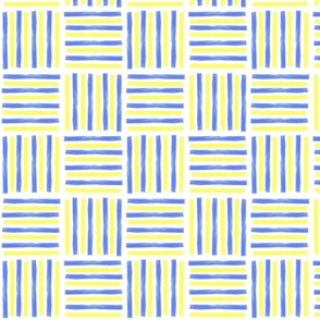 Bold watercolor stripes in striking yellow and blue complementary colors 