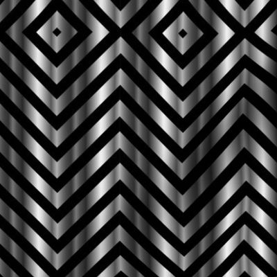 Silver platinum metallic zigzag pattern on black 