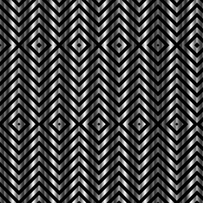 Silver platinum metallic zigzag pattern on black 