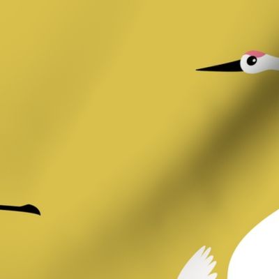 Summer is coming and so are the birds sweet Scandinavian minimal style crane bird flock mustard yellow gender neutral XXL