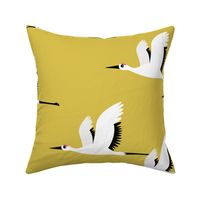 Summer is coming and so are the birds sweet Scandinavian minimal style crane bird flock mustard yellow gender neutral XXL