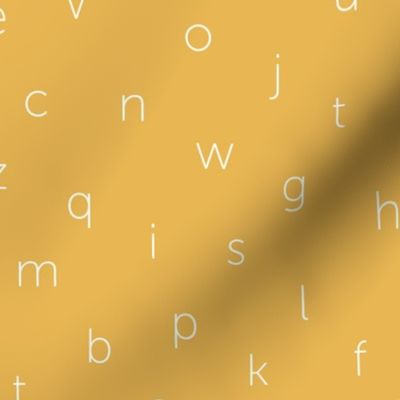 Minimal abc back to school theme alphabet text type design gender neutral ochre yellow