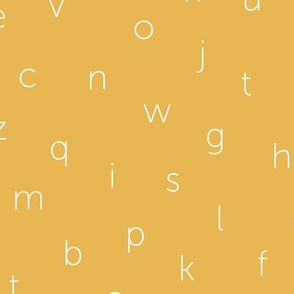 Minimal abc back to school theme alphabet text type design gender neutral ochre yellow