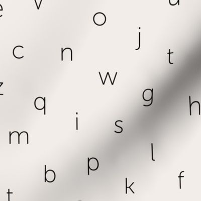 Minimal abc back to school theme alphabet text type design gender neutral monochrome off white black