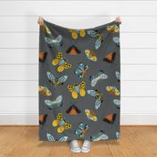 Lovely Moths - Scattered on Grey - Large