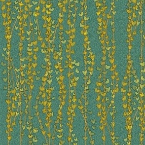 after klimt gold vines on green