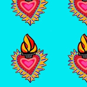 Sacred Hearts on Fire Turquoise 