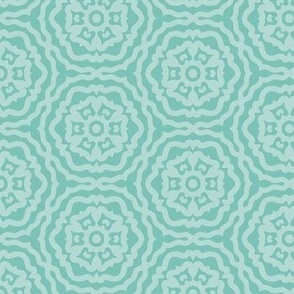 Floral Hex Medallions -Catarina-Morning Mist-Summer Meadow Palette