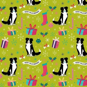 Border Collie christmas fabric by Mount Vic and Me