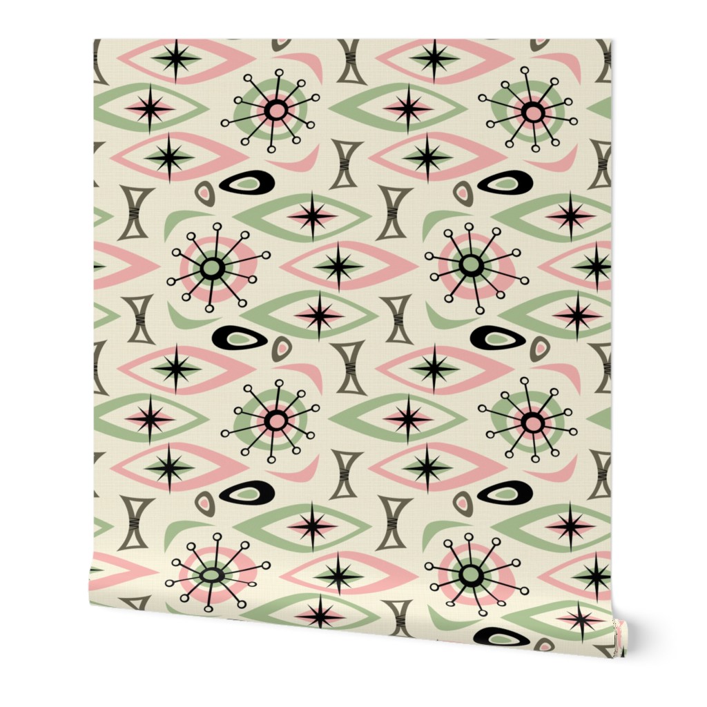 Mid Century Shapes - Pink and Green