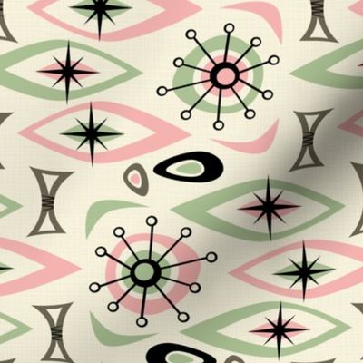 Mid Century Shapes - Pink and Green