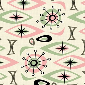 Mid Century Shapes - Pink and Green