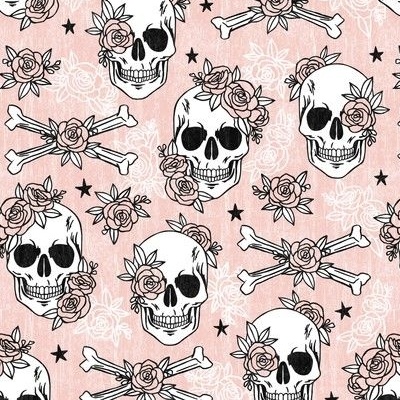 Floral Skulls Fabric, Wallpaper and Home Decor