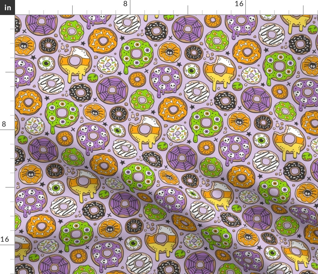 Halloween Donuts Fall Trick or Treat on Light Purple Lavender