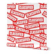 22 classified government military authorized confidential top secret security clearance privacy restricted mysterious privacy rubber stamp red ink pad documents files white background chop grunge distressed words seal pop art culture vintage retro current