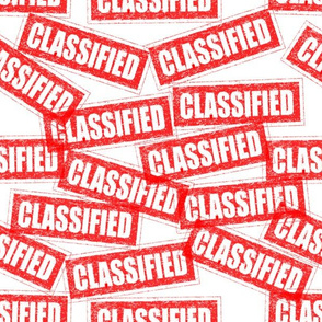 22 classified government military authorized confidential top secret security clearance privacy restricted mysterious privacy rubber stamp red ink pad documents files white background chop grunge distressed words seal pop art culture vintage retro current